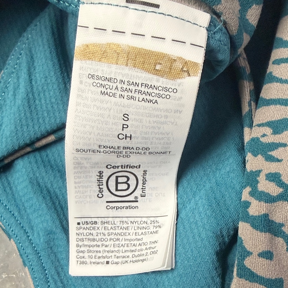 Athleta Exhale Animal Print Teal & gray sports bra Size small - Picture 6 of 6